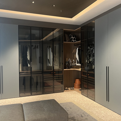 Bedroom furniture modern sliding door closet metal with wood grain wardrobe clothes wardrobe