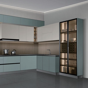 2022 new model customized kitchen cabinet combine with aluminium kitchen cabinet door material