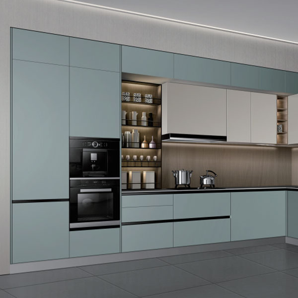 2022 new model customized kitchen cabinet combine with aluminium kitchen cabinet door material