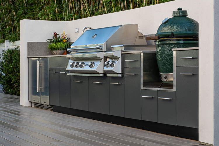 modular cabinet painted by micro-electrostatic spray to kitchens and kitchen furniture for outdoor BBQ usage