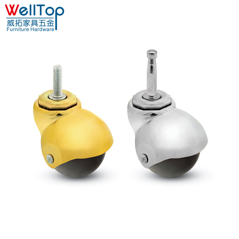 VT-04.029 WELLTOP Furniture Accessories Heavy Duty Caster Wheels Ball Plate Brass Swivel Caster Wheels for Sofa Chair Cabinet