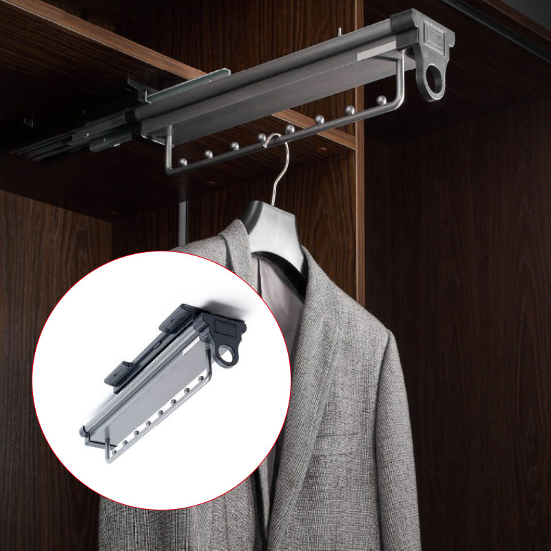 VT-10.155 Wardrobe Accessories Clothes Hanger Rack Soft Closing Clothes Racks 8 Ball Bearing Multilayer Pull Out Trouser Rack