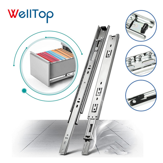 WELLTOP Vt-15.004 Heavy Duty Drawer Slides Cabinet Ball Bearing Undermount Drawer Slide Push Open Touch Soft Close Drawer Slide