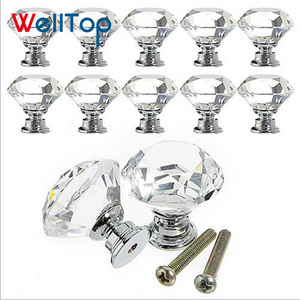 Furniture Handles Knobs Handles And Knobs for Kitchen Cabinet Crystal Drawer Pull Handle White Knob  VT-01.147