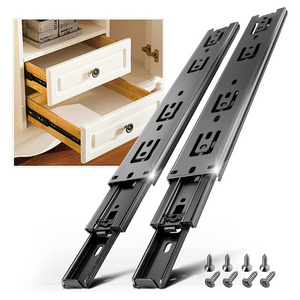 15.048 New Heavy Duty Telescopic 22 Inch Drawer Slides Kitchen Black Metal Drawer Slides Soft Close Ball Bearing Drawer Slide