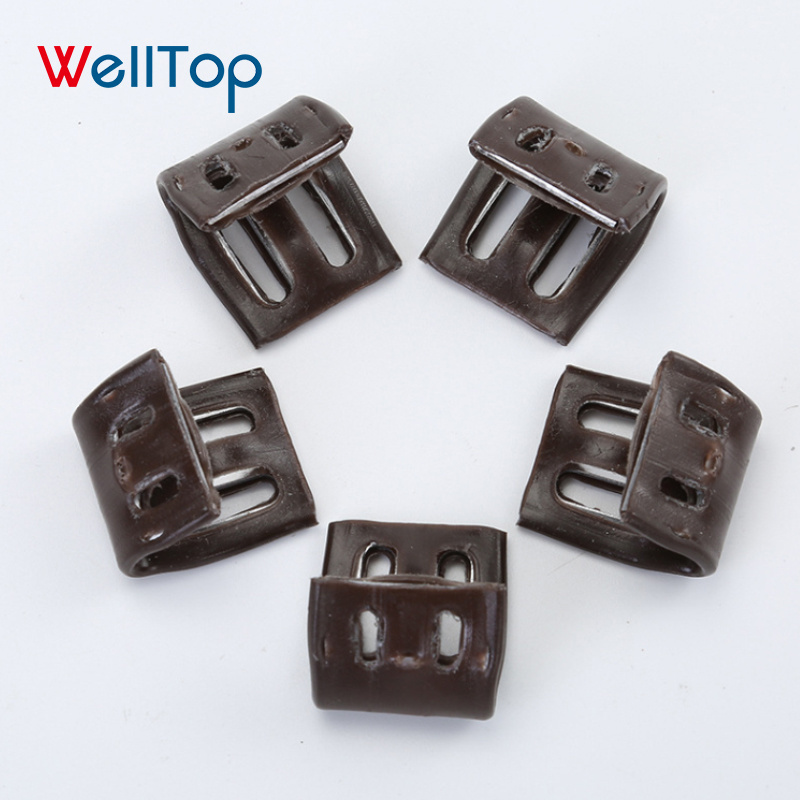 20.055 WELLTOP Wholesale Furniture Accessories 4 Hole Spring Clip Brown Sofa Zigzag Spring Clips with Plastic Cover