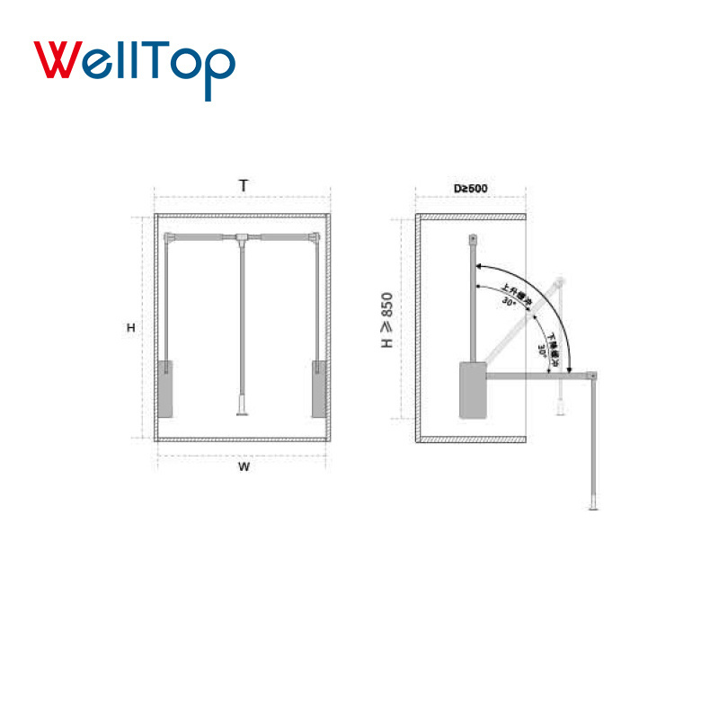 VT-10.156 New Wardrobe Clothes Racks Trouser Rack Rail Pole Cabinet Adjustable Pull Down Soft Close Hydraulic Wardrobe Lift