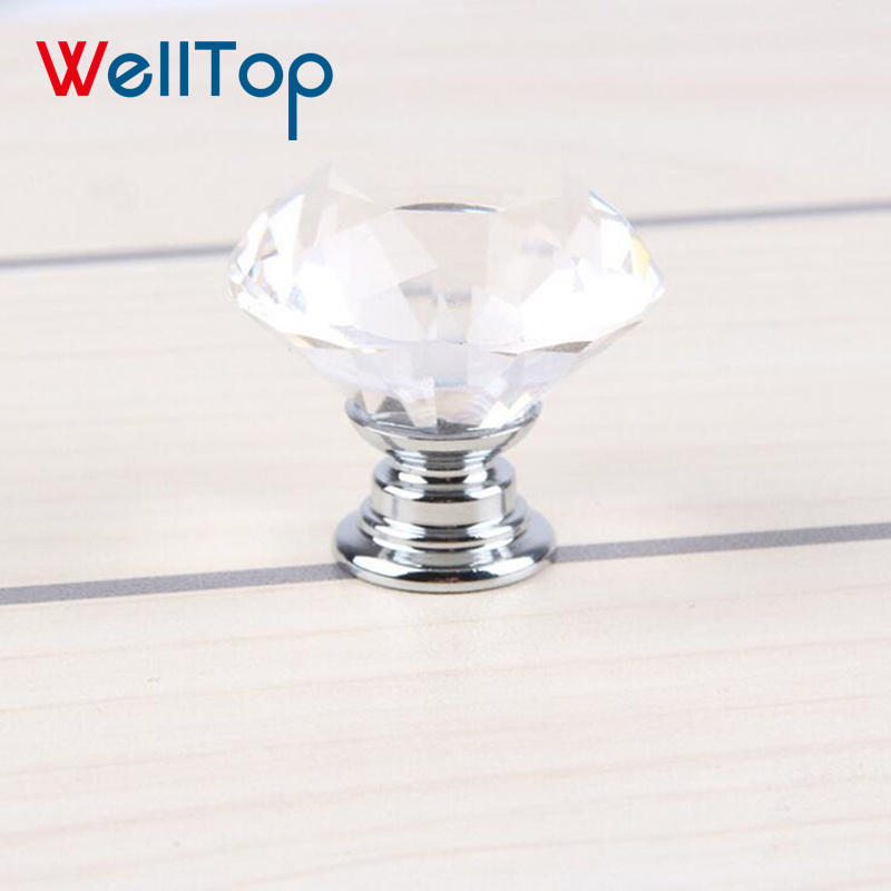 Furniture Handles Knobs Handles And Knobs for Kitchen Cabinet Crystal Drawer Pull Handle White Knob  VT-01.147