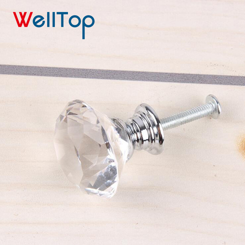 Furniture Handles Knobs Handles And Knobs for Kitchen Cabinet Crystal Drawer Pull Handle White Knob  VT-01.147