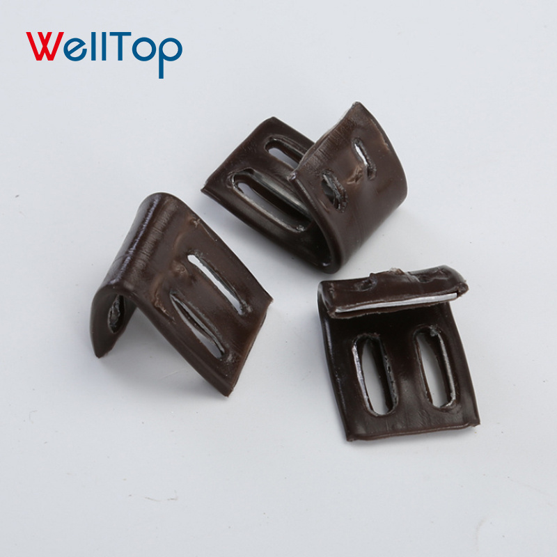 20.055 WELLTOP Wholesale Furniture Accessories 4 Hole Spring Clip Brown Sofa Zigzag Spring Clips with Plastic Cover