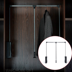 VT-10.156 New Wardrobe Clothes Racks Trouser Rack Rail Pole Cabinet Adjustable Pull Down Soft Close Hydraulic Wardrobe Lift