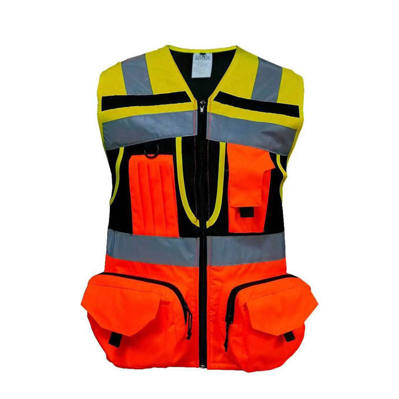 Construction Workwear chaleco reflectante 3M Reflective stripes Safety Vest knitted and Oxford Hi-vis Vest with Pockets