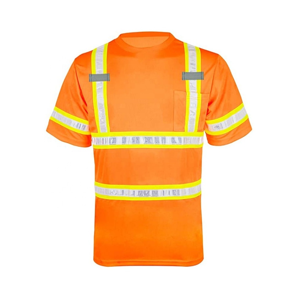 High Vis Reflective Safety Shirts Short Sleeve Quick Dry Mesh T Shirt for Men Women ANSI