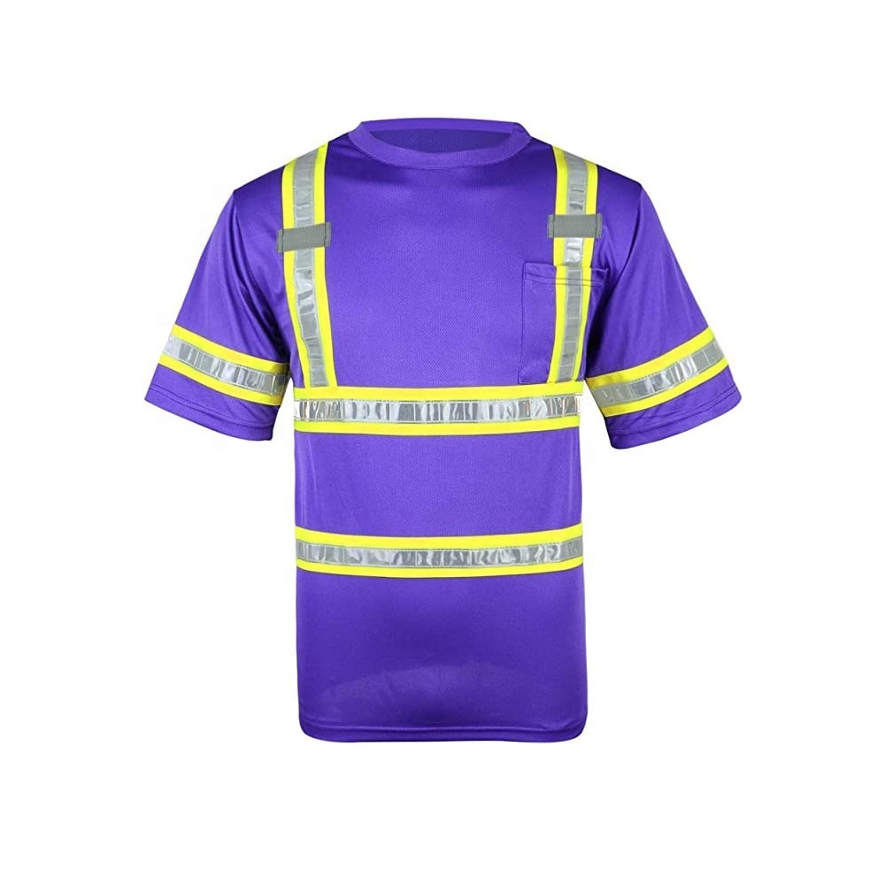 High Vis Reflective Safety Shirts Short Sleeve Quick Dry Mesh T Shirt for Men Women ANSI