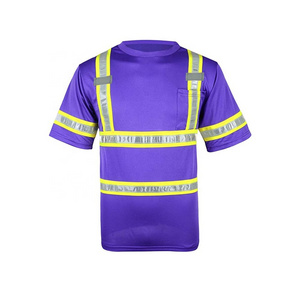 High Vis Reflective Safety Shirts Short Sleeve Quick Dry Mesh T Shirt for Men Women ANSI