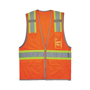 2023 New Product Adjustable Detachable Orange Reflective Safety Construction Vest