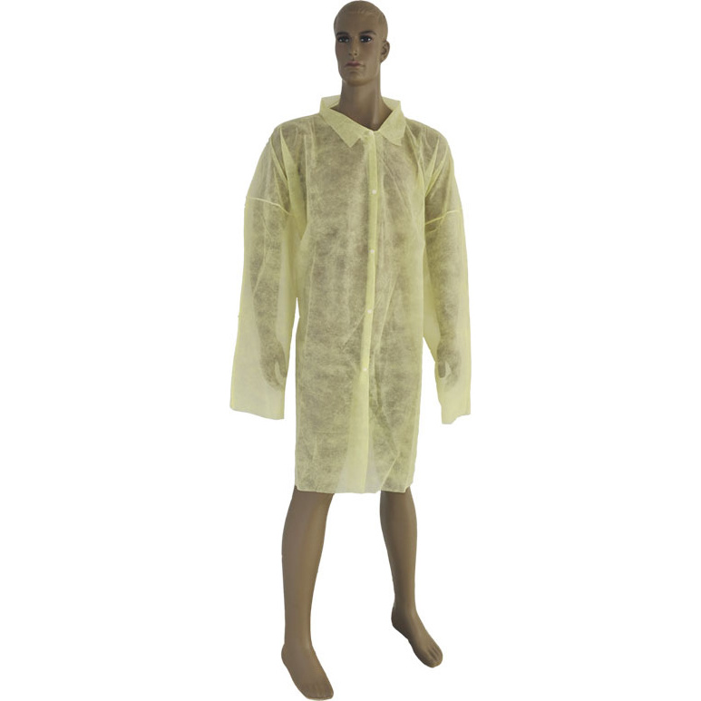 Manufacturer SMS Disposable Medical Lab Coat for Men doctor hospital lab gown with cotton cuff