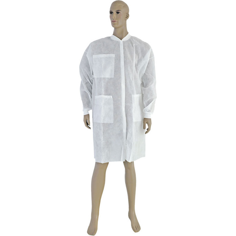 Manufacturer SMS Disposable Medical Lab Coat for Men doctor hospital lab gown with cotton cuff