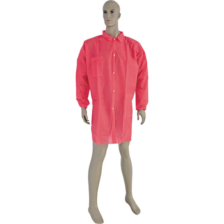 Manufacturer SMS Disposable Medical Lab Coat for Men doctor hospital lab gown with cotton cuff