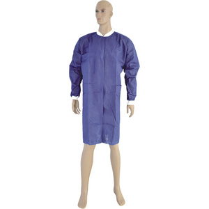 Manufacturer SMS Disposable Medical Lab Coat for Men doctor hospital lab gown with cotton cuff