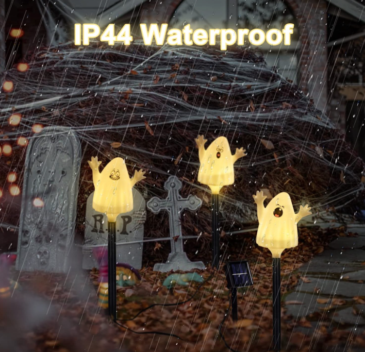 3pcs Halloween Decor Solar Stake Lights Ghost Hands-Up  with 2 Lighting Modes Waterproof christmas  Walkway Pathway Lights