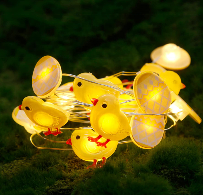 Easter Decor Lights Rabbit carrot chick Battery Operated Set of 2 Easter String Lights with Timer led Decoration String Light