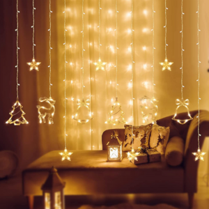 Customize Christmas Star 138 LED 12 Star String Light for Bedroom w/8 Lighting Modes Smart Twinkle Star String Curtain Lights