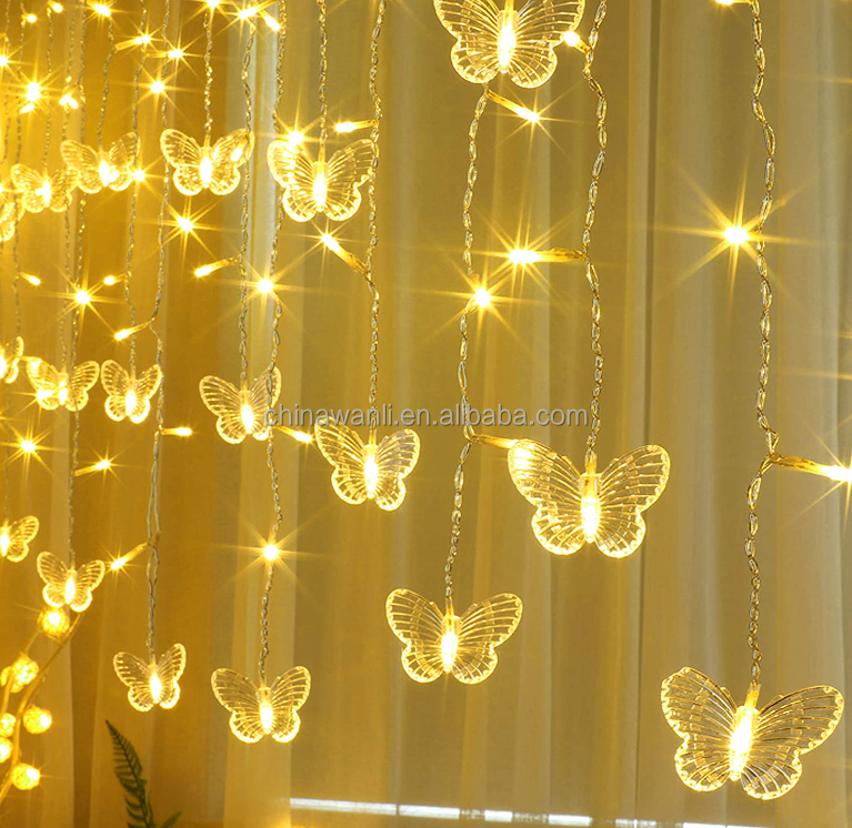 Butterfly Curtain Fairy Light 8 Modes 120 LED USB Window Firefly Twinkle Timer String Lights 24 Butterflies Curtain Light