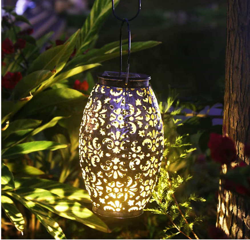 led Solar Lantern Lights for Hanging or Table for Patio Courtyard Garden Auspicious cloud pattern hollow lamp projection light