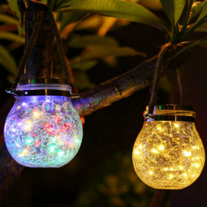 Garden Solar Lanterns Outdoor 2-Pack 7 Color 30 LED Waterproof Solar Lights Outdoor Christmas Decor 4.7 in*5.3 in String Lights