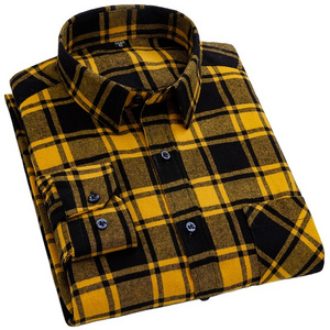 OEM/ODM 2024 new style fashion design camisas hombre office cotton button long sleeve mens plaid and solid flannel casual shirt