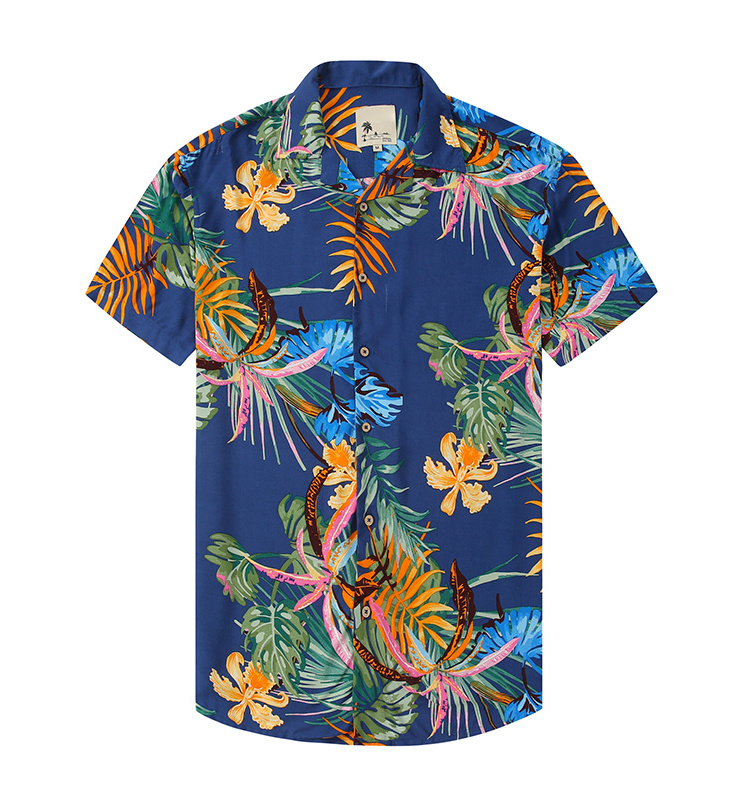 OEM/ODM camisas hombre  Hawaiian print shirt men's resort beach shirt customization