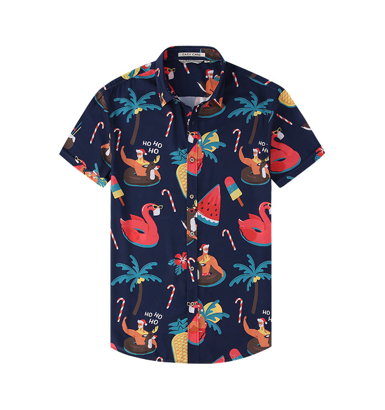 OEM/ODM camisas hombre  Hawaiian print shirt men's resort beach shirt customization