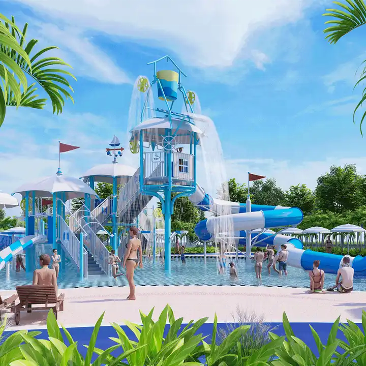 Popular Amusement Park Fiberglass Water Slide Ocean Series Children's Water Park For Sale