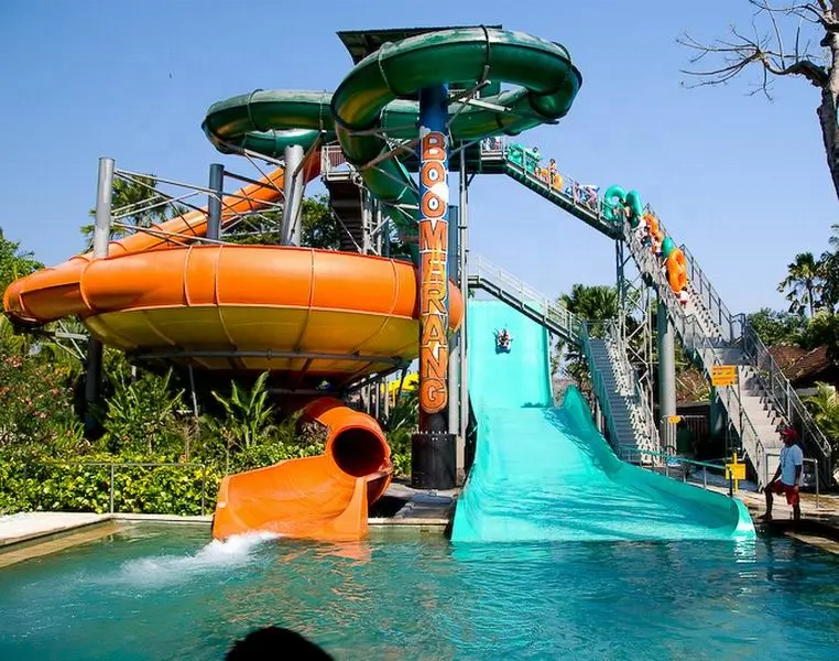 Professional  swimming pool Large Aqua swimming pool big water slide fiberglass open spiral slide for sale