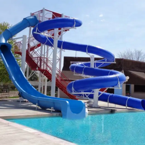 Large Aqua swimming pool big water slide fiberglass open spiral slide for sale