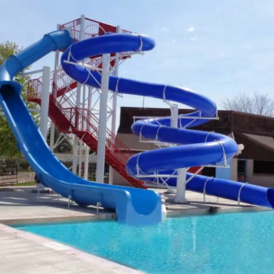 Large Aqua swimming pool big water slide fiberglass open spiral slide for sale