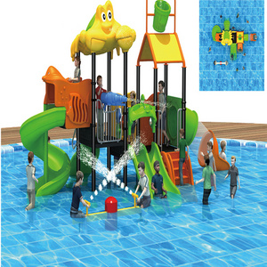 Plastic Water Slides Water Park Playground Water House 1 Set for Swimming Pool Plastic Customized Color TX-93502