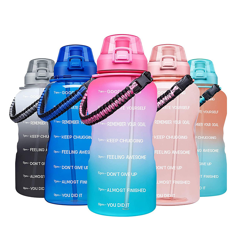 Hydrated Leakproof BPA Free Tritan PETG Colorful Large 1 Gallon Motivational Fitness Water Bottle with Lids