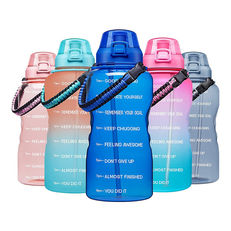 Hydrated Leakproof BPA Free Tritan PETG Colorful Large 1 Gallon Motivational Fitness Water Bottle with Lids