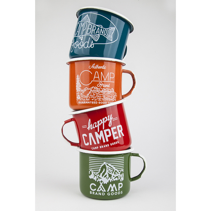 350ml 500ml personalized classic printing guaranteed quality custom enamel camping mug with sublimation coating