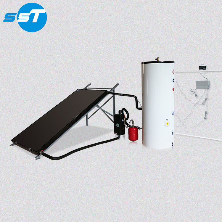 SST wholesale flat plate solar water heater storage tank electric back up,roof solar powered water tank heater