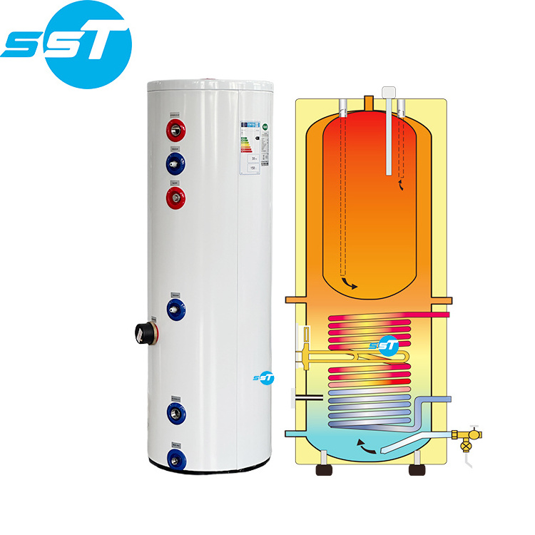 SST Professional sale stainless-steel SUS304 SUS316L material 100L heat pump gas boiler hot water storage tank for home