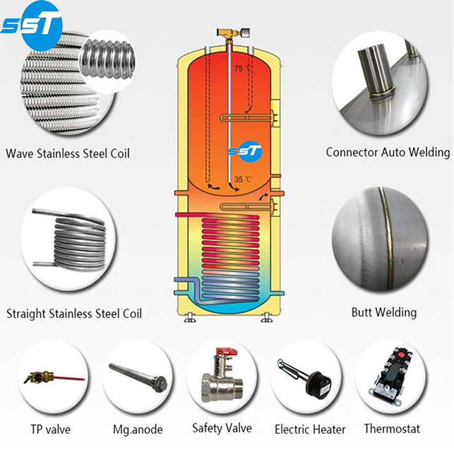 SST water tank production can be customized 100L 200L 300L stainless steel heat pump outdoor heating water tank