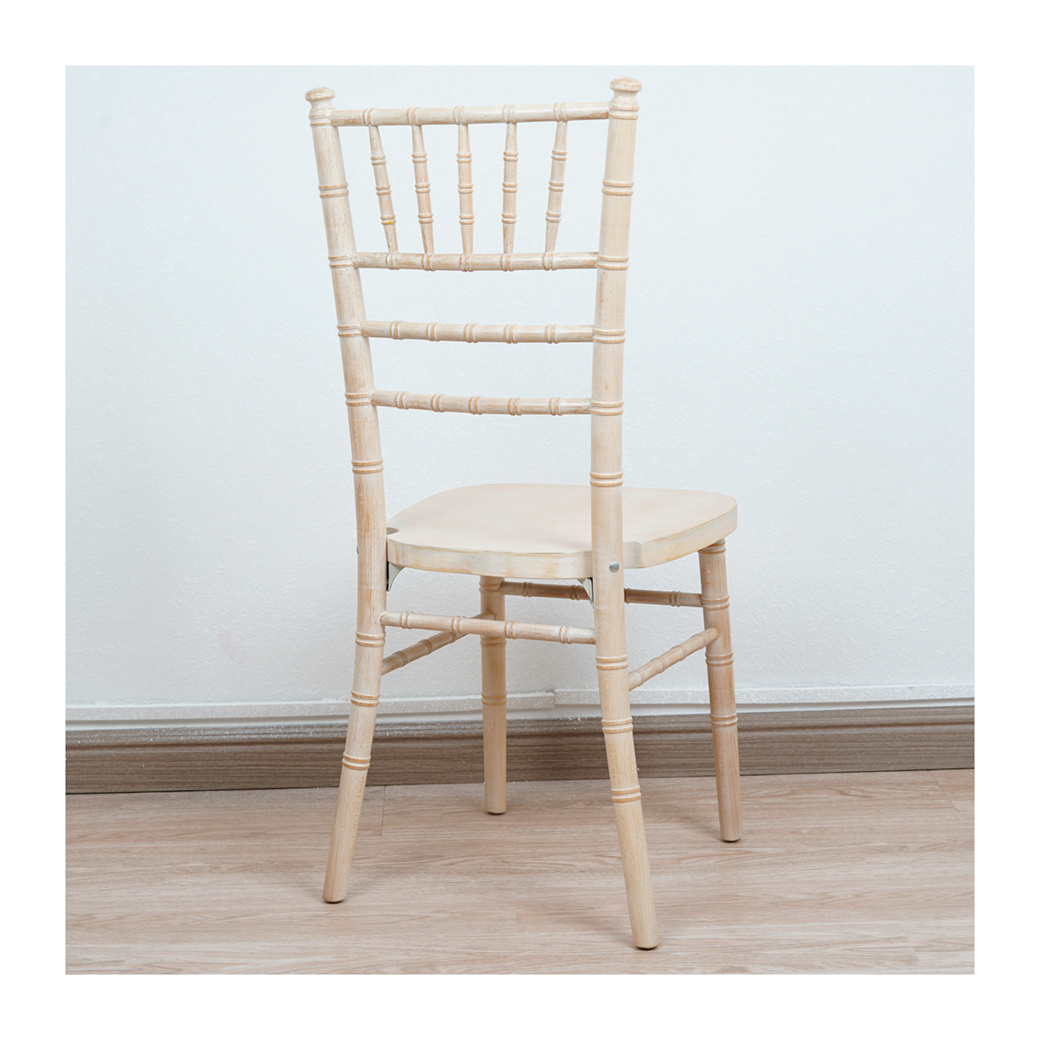 Solid Wood Stackable Limewash Chiavari Chair for Weddings Wooden Banquet Dining Chavari Chairs