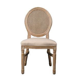 Oak Restaurant Furniture Solid Wood Cane Oval Round Back Dining Chair