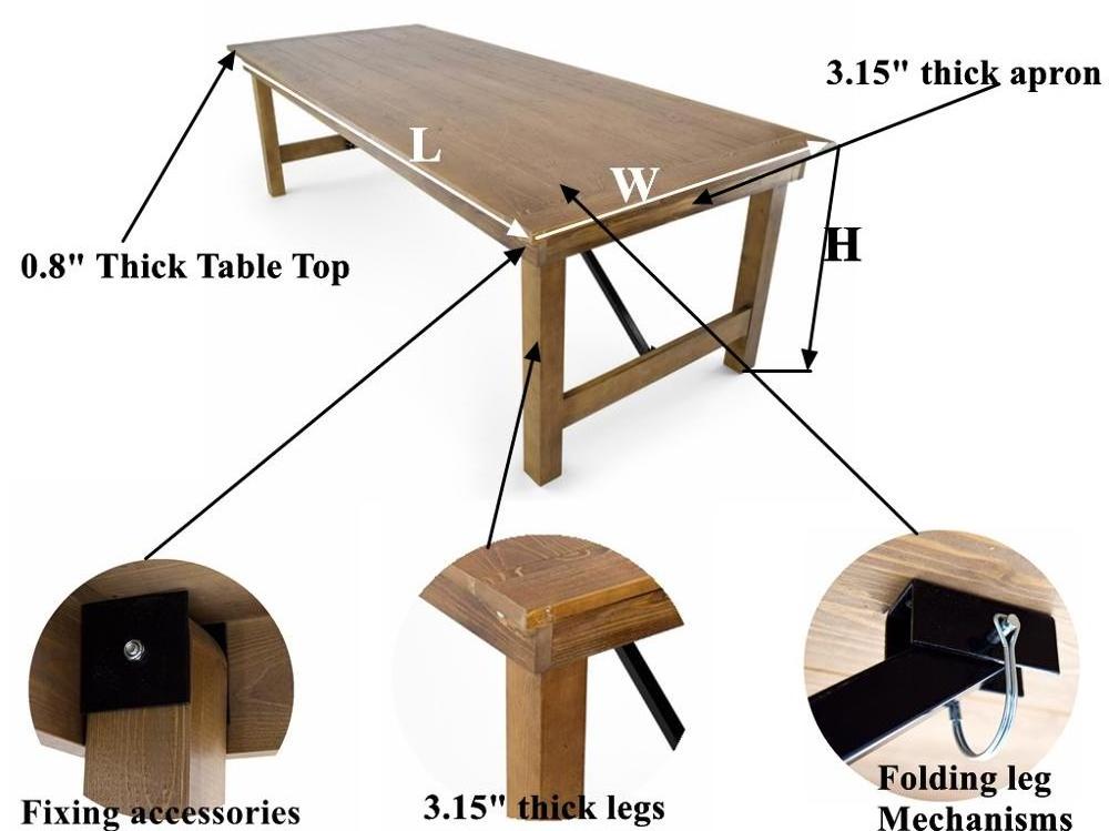 Wooden Farm House Furniture Banquet Table for event French Style Antique Dining Table