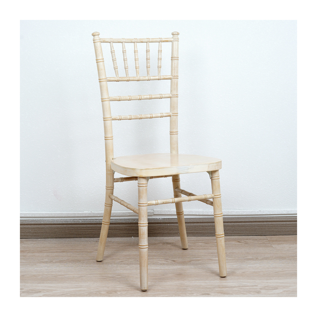 Solid Wood Stackable Limewash Chiavari Chair for Weddings Wooden Banquet Dining Chavari Chairs