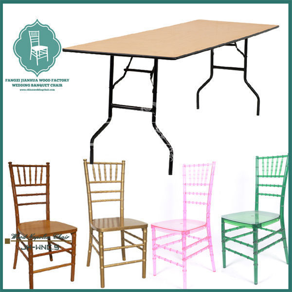 Folding long dining room table with round tube table leg