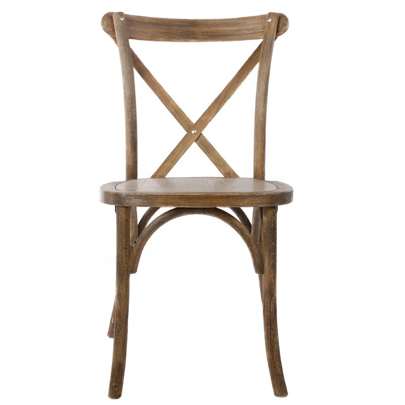 Solid Wood Vineyard Cross Back Chair Country Style Farmhouse Dining for Wedding Banquet for Event Furniture